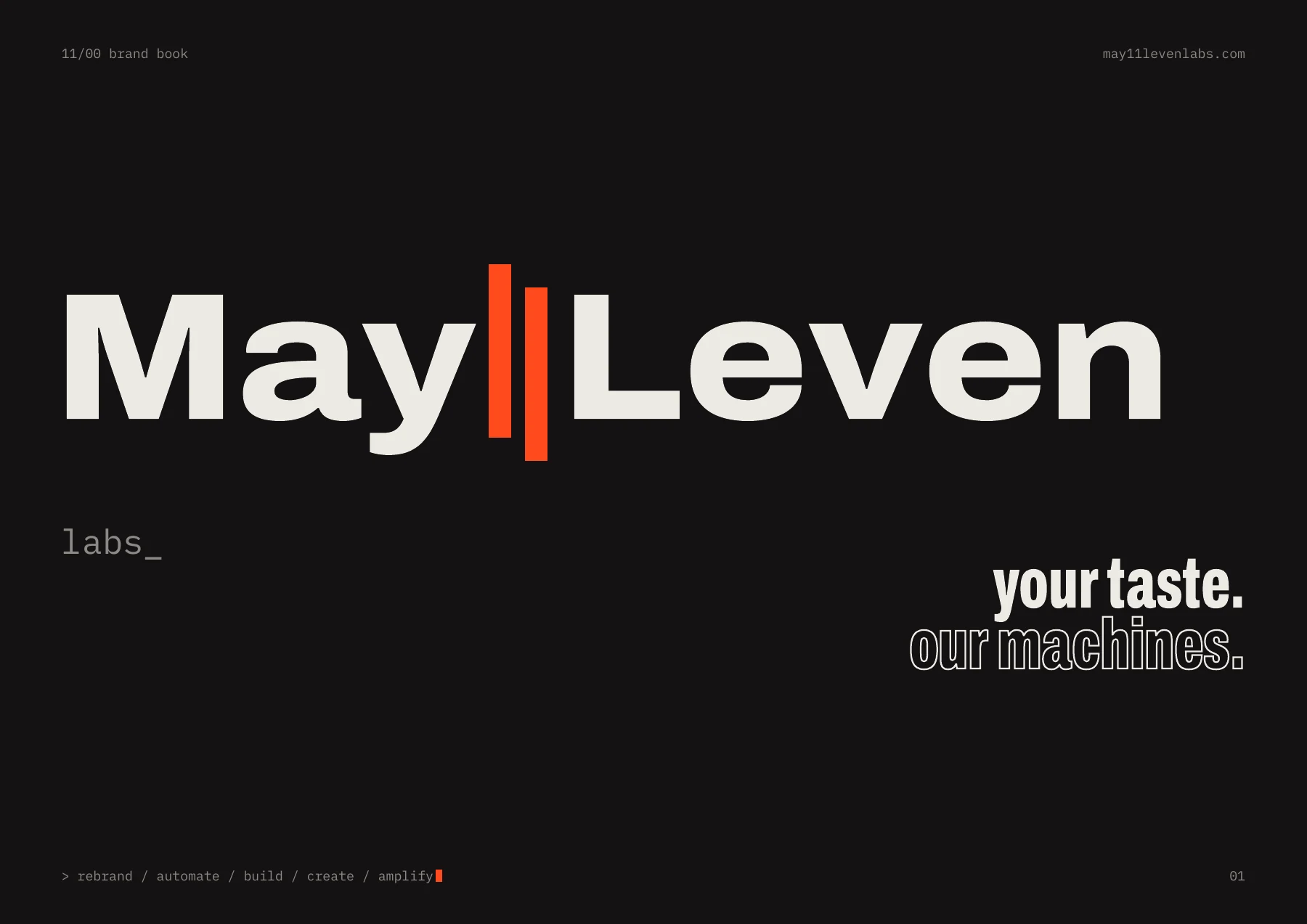 The original May11Leven Labs brand-book cover